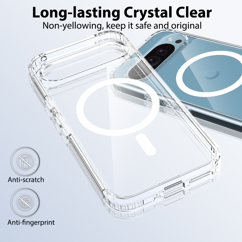 2.0mm de espesor transfronterizo para Google Pixel10 Pro absorción magnética transparente TPU + PC a prueba de caídas 9A fábrica de caso de teléfono móvil