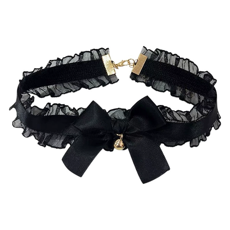Чистый ветер кружевной лук-колокольчик ошейник choker горничная висячий шея ожерелье подвеска m Эротические украшения