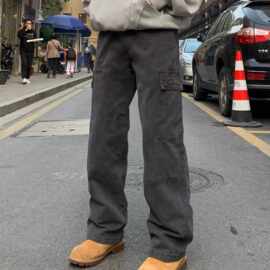 高街复古vintage水洗做旧牛仔长裤男宽松春秋美式通勤直筒工装裤
