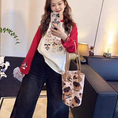 纸袋秋季新款韩版休闲时尚减龄卡通刺绣宽松长袖T恤衫女上衣4543
