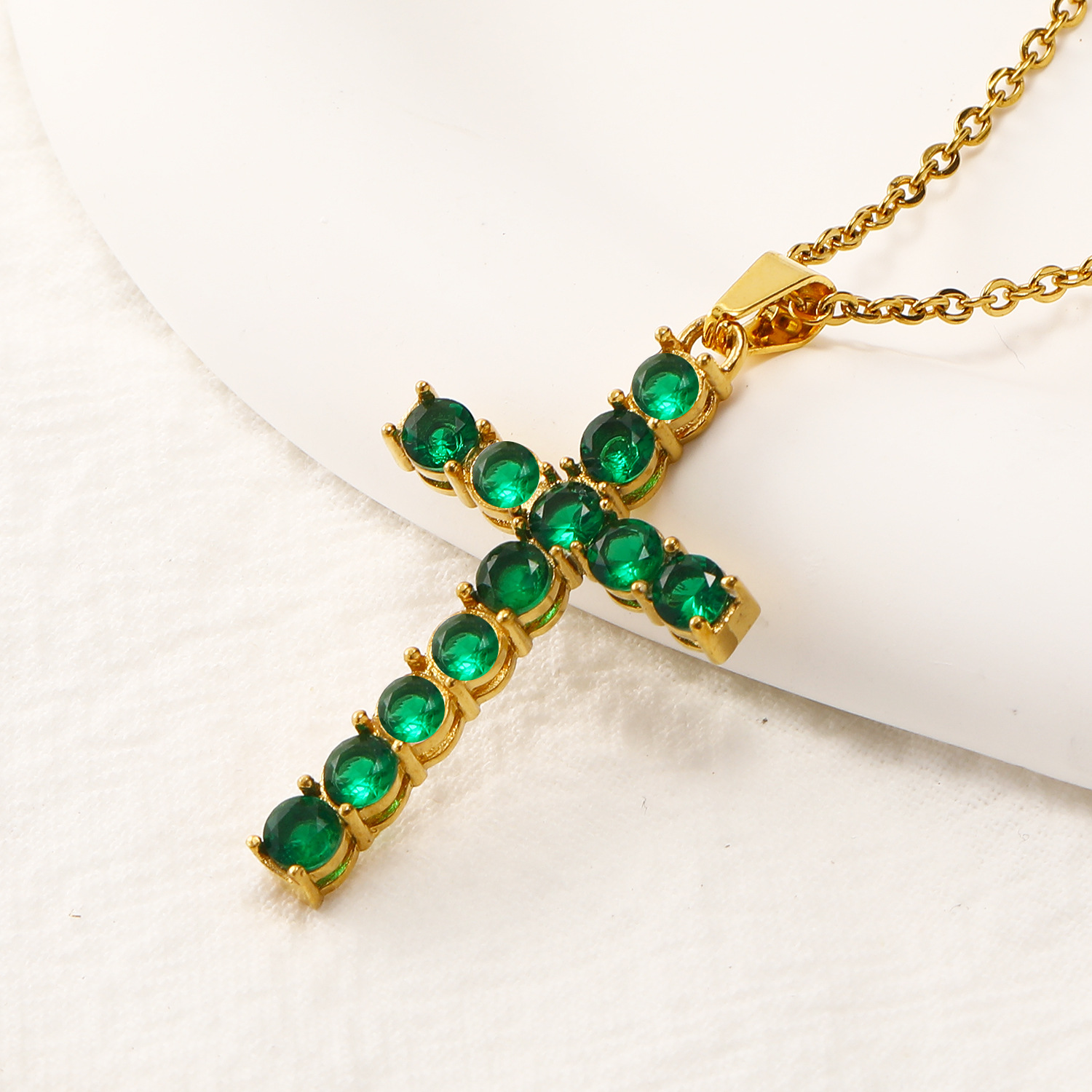 Χάλυβα Τιτανίου Κομψός Σταυρός Ηλεκτροπλασιασμός Ινλεί Ρηνανόστινο Κολιέ Κρεμαστής display picture 15