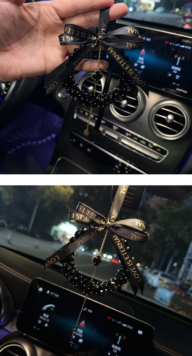 Full diamond handmade crystal car pendant creative luxury high-end rearview mirror car hanging chain decoration car interior goddess