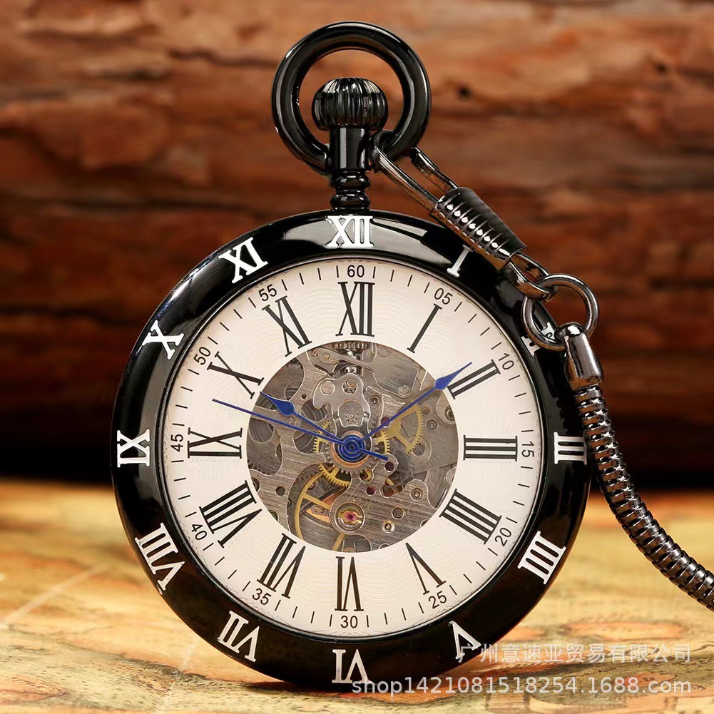 クロスボーダーの商品のアイデア内外のローマの文面の丸い蛇のチェーンの自動機械の懐中時計の骨董品の贈り物の機械の懐中時計