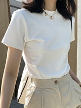 正肩短袖T恤女2025新款夏季夏装打底衫ins潮白色内搭洋气体恤上衣