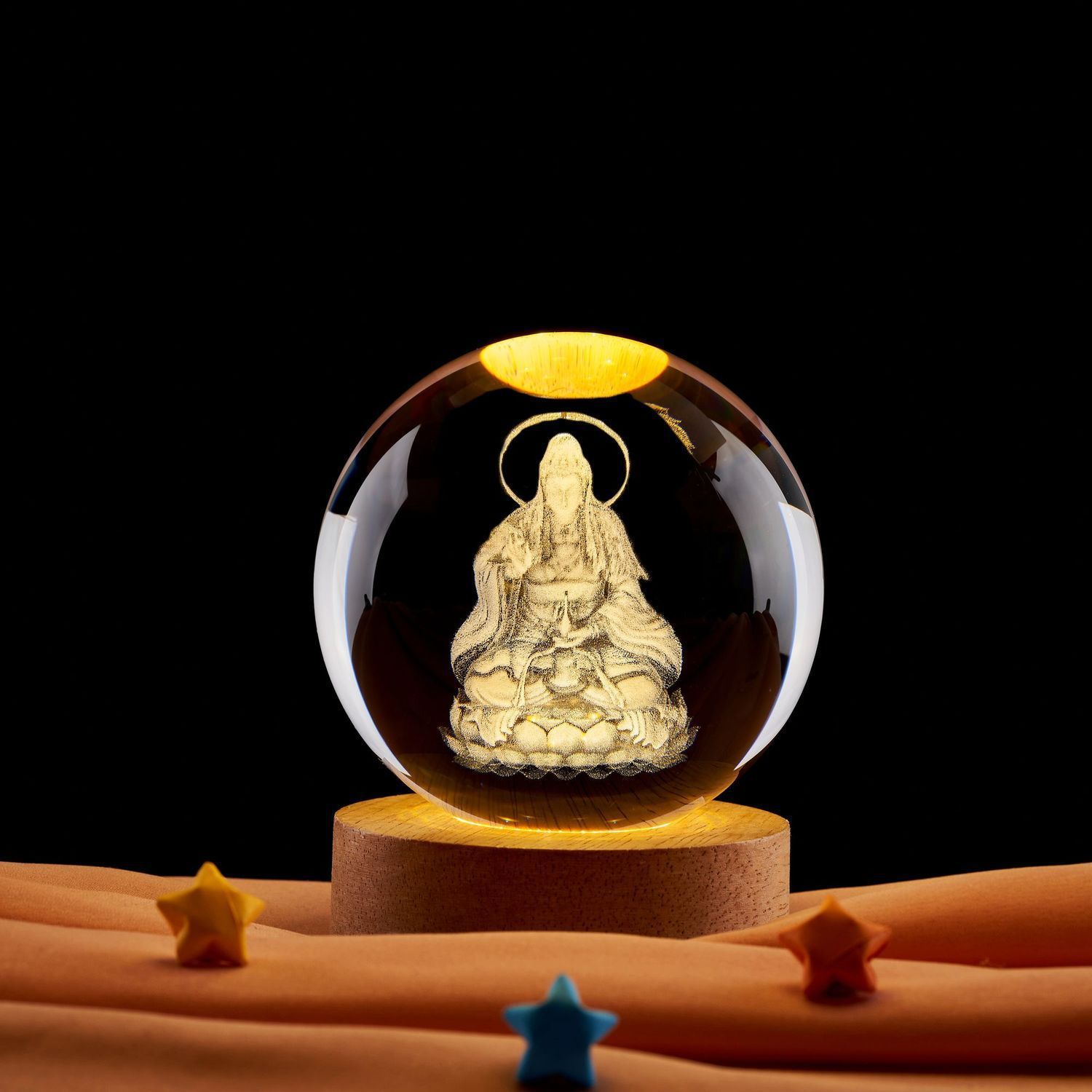 Lámpara de noche de bolas de cristal de loto Zen creativo chino decoración de escritorio decoración del gabinete de entrada decoración del dormitorio regalo