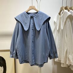太ったmmの大きいサイズの300斤の怠惰な風の子供の襟のシャツの女性の春秋のデザイン感の小さい大衆のゆったりした長袖の上着2