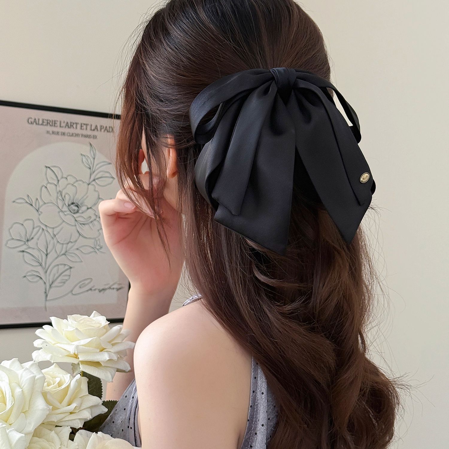 2025 Nuovo stile coreano elegante fiocco nero fermaglio per coda di cavallo versatile accessorio per capelli squisito_voghion.com