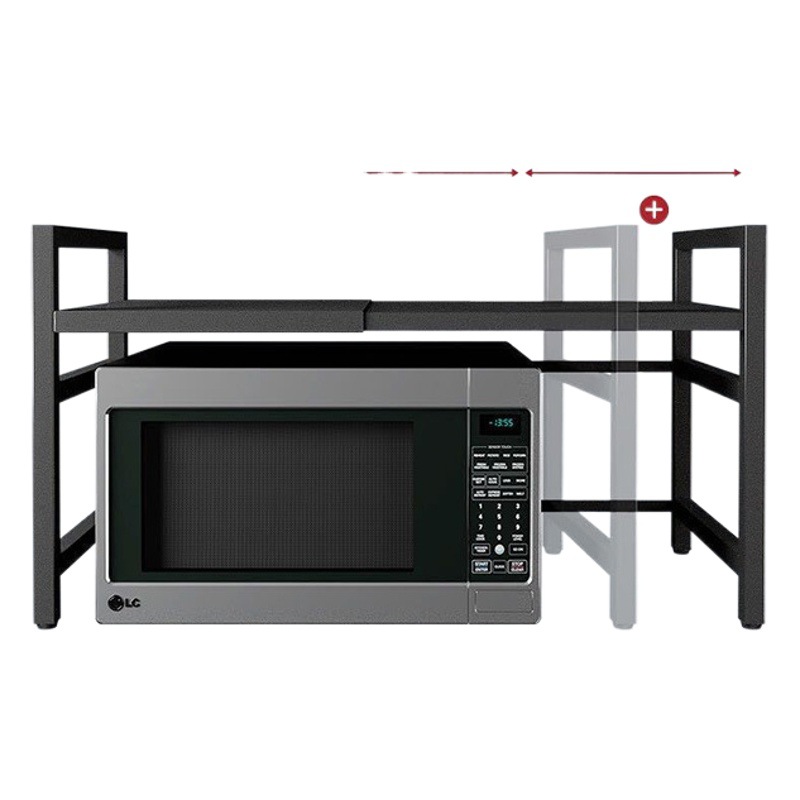 Horno de microondas rack de almacenamiento cocina piso retráctil cocina de arroz estante multi-capa encimera horno rack de almacenamiento de cocina