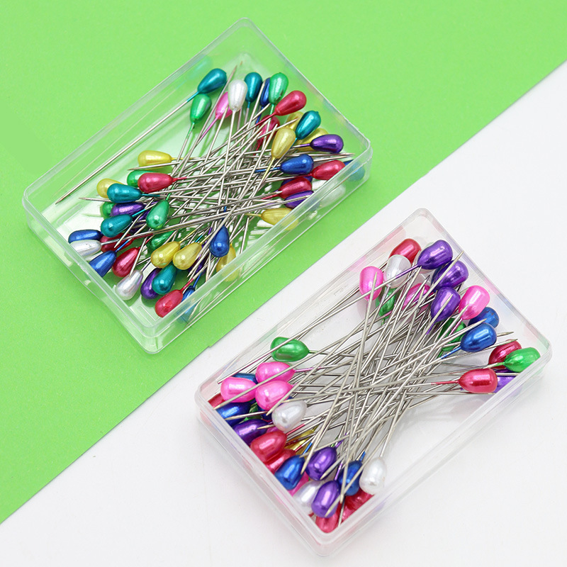 Aguja en forma de pera, aguja fija, juego de aguja de cuentas en forma de pera, aguja perlada de posicionamiento de cabeza grande cosida a mano en color