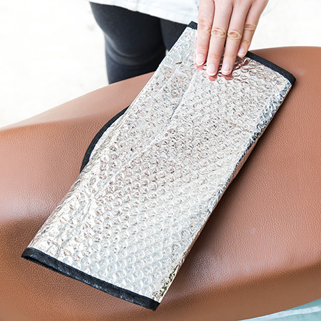 Summer electric vehicle sun protection seat cushion dust-proof and heat-insulating motorcycle seat cushion cover reflective aluminum foil sunshade cushion light-proof LOGO