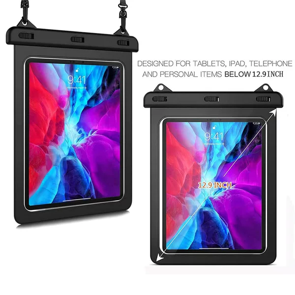 Outdoor transparent PVC tablet computer waterproof bag drifting upstream swimming 12-inch ipad waterproof bag in stock wholesale