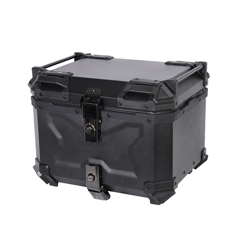 All Black Black Warrior Motorcycle Trunk Waterproof Quick Release Aluminum Alloy Tail Box 45L/55L/65L Storage Box