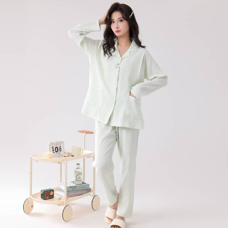 Combed Cotton Green Yaqi Moon Suit 25 New Cotton Feeding Clothes Cardigan Long Sleeve Maternity Pajamas Women's Home Clothes