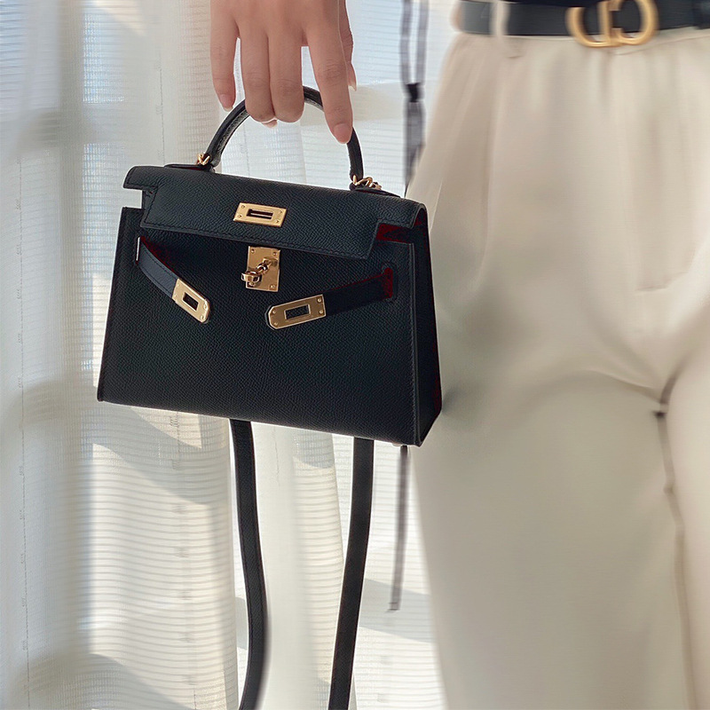 2023 New Fashion Kelly Second Generation Genuine Leather Women's Bag Fashion Kelly Mini Small Bag Shoulder Crossbody Handbag