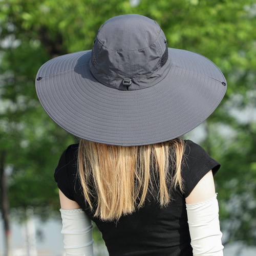 Extra-large brim sun hat for women, summer outdoor beach UV protection sun hat, men's hiking casual sunshade hat