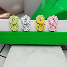 BV风ins超仙镶钻花朵耳钉法式轻奢雏菊小清新耳坠自然田园风耳饰