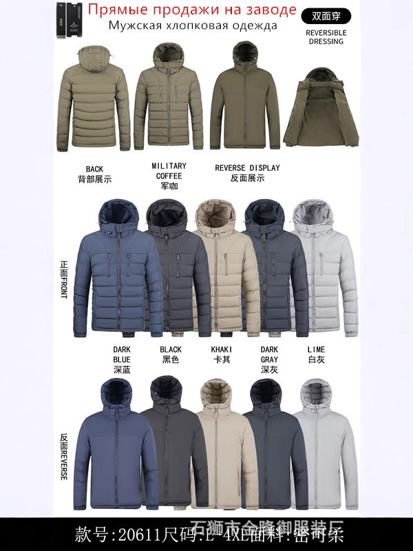 Comercio exterior transfronterizo ropa de hombre nueva chaqueta acolchada de algodón con capucha para hombre más chaqueta de algodón grueso de terciopelo Ropa de costillas de Amazon Ventas directas de fábrica