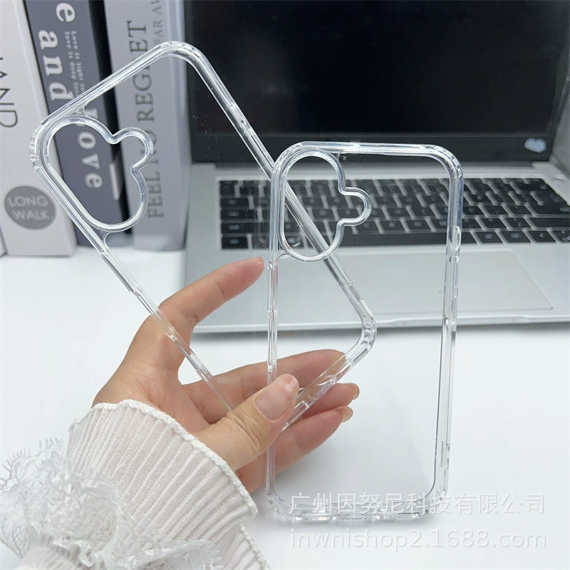 Применимо для Apple iphone16E акриловая 15 толстая двойная маска прозрачная канавка чехол DIY капающий чехол для телефона