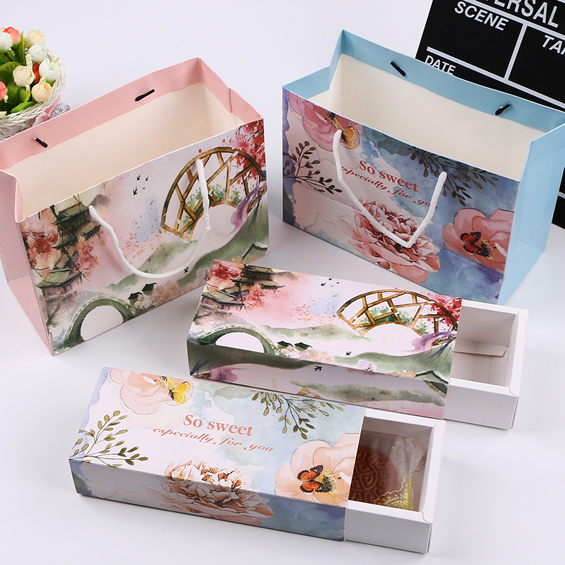 烘焙包装盒套装礼盒月饼马卡龙雪媚娘牛轧饼干包装盒子抽屉盒