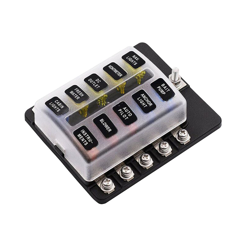 10路带灯保险盒 螺丝款 一进10出保险丝盒 适用中型插片保险座 MP