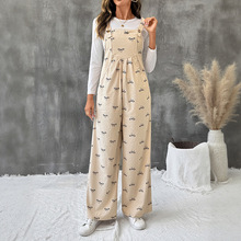 跨境2025新款欧美减龄甜美风连体裤蝴蝶结保暖灯芯绒吊带背带裤