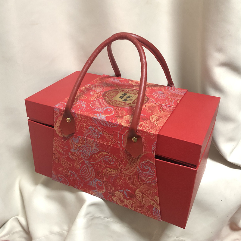 年物二重のお土産セットの皮手提げケースの結婚式の誕生祝いのお祝いのお土産セットの大きいサイズの高級感のあるプレゼントの空箱|undefined
