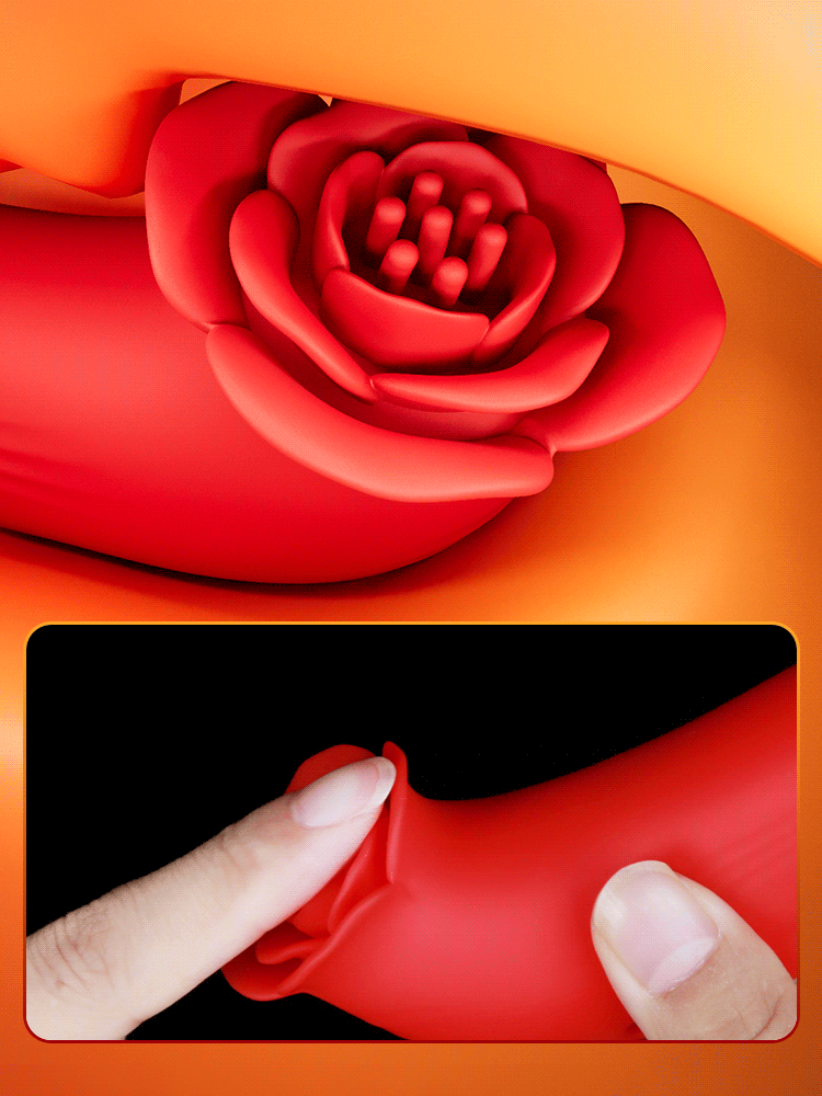 Rose Vibrating Finger Sleeve, Silicone G-Spot and Prostate Stimulation, Red Wearable Egg — detail image 12