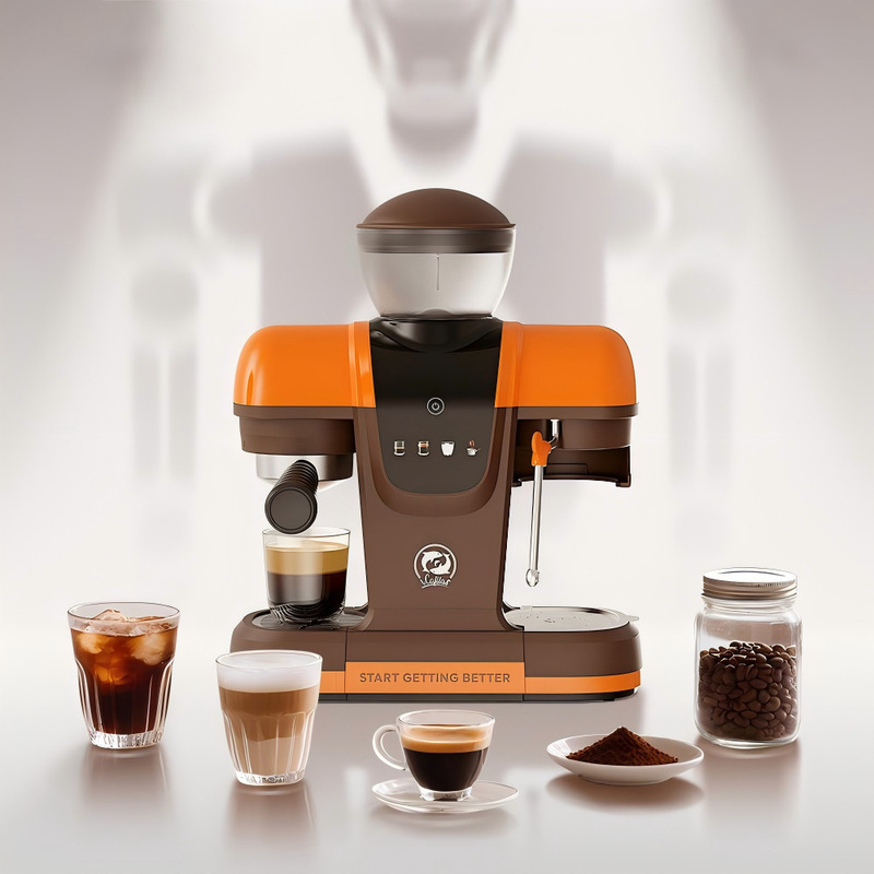 Cross-Border Coffee Machine with Integrated Grinder, High-Pressure Extraction, Milk Frothing, Home-Use Espresso Machine 19Br Cross-Border Coffee Machine with Integrated Grinder, High-Pressure Extraction, Milk Frothing, Home-Use Espresso Machine 19Br