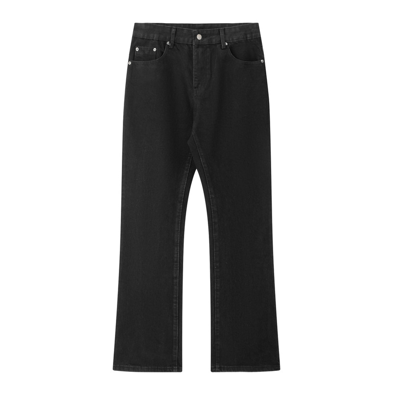 RDT Men's Wear | Bajia Black Washed Retro Old bootcut Scimitar Slim Denim Pants
