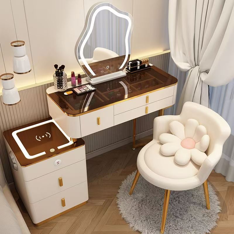 백금 80 테이블 + 거울 + 다기능 사이드 캐비닛 + 미니 플라워 의자