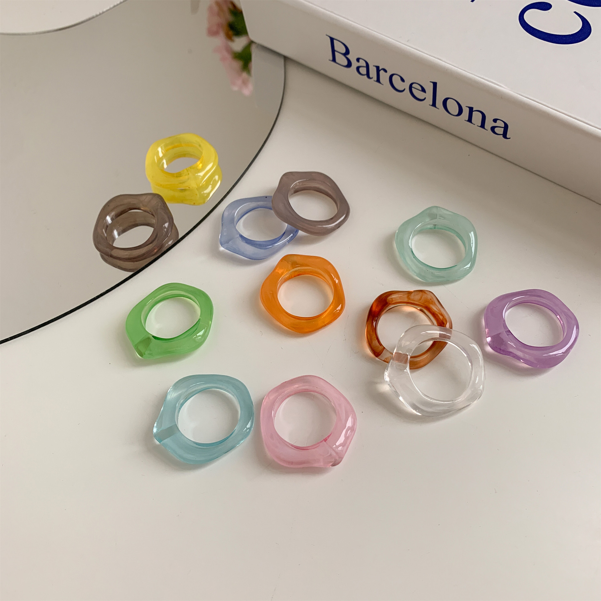 5g Weight Rings Classification 1 Piece Quantity Holiday, Daily Occasion Plastic, Resin Material Solid Color Pattern Women's Gender Enamel Design Simple Style, Classic Style Style Simple Style Classic Style Solid Color Plastic Resin Enamel Women's Rings 3