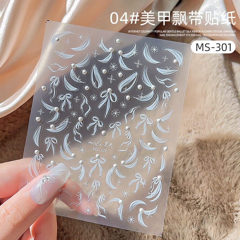 Etiqueta engomada del clavo papel en línea popular cinta de diamante alivio perla tridimensional suave flor Rosa fototerapia etiqueta engomada del clavo