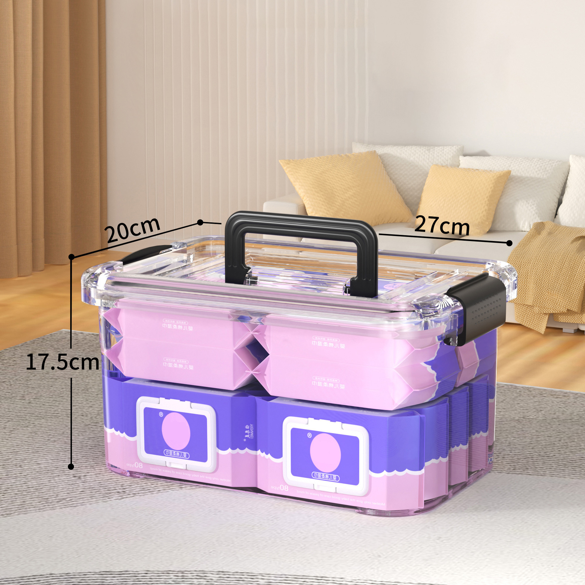 투명 와이드 손잡이 8L (28.5*20.5*16.9cm)