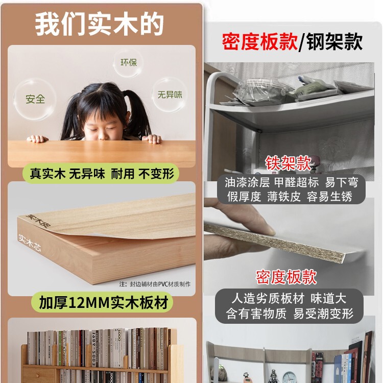 实木书架桌面置物架学生书桌上收纳架子办公立式多层飘窗小型书柜|undefined