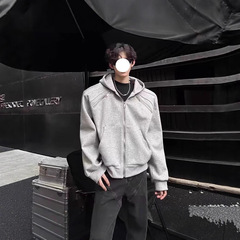 美式重磅廓形连帽卫衣男款秋冬新款潮牌高级感短款拉链帽衫外套潮