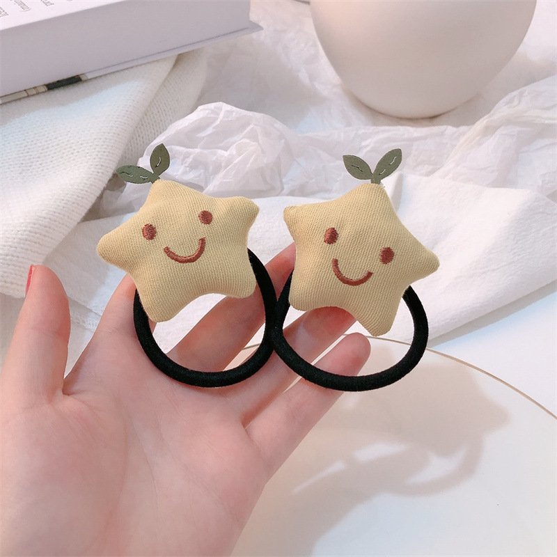 Estrellas de pentacos de alta elasticidad anillo de cabello lindas estrellas en la cabeza de hierba larga cuerda de cabello para niñas de banda de goma universal adornos para el cabello