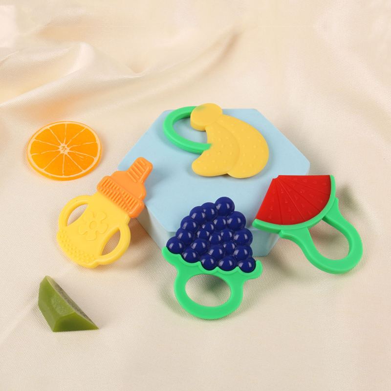 Baby and baby wholesale silicone baby teether teether watermelon feeding bottle fruit teether teether stick saliva towel accessories