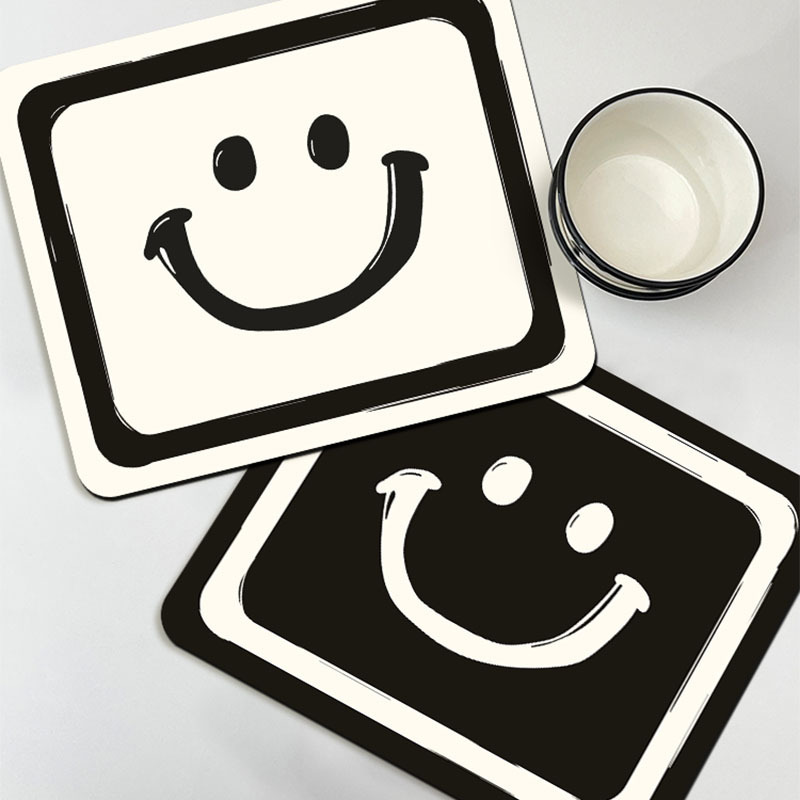 Simple Expression Household Kitchen Countertop Drain Mat Bowl Chopsticks Plate Heat Insulation Mat Diatom Mud Absorbent Non-Slip Coaster for Hair