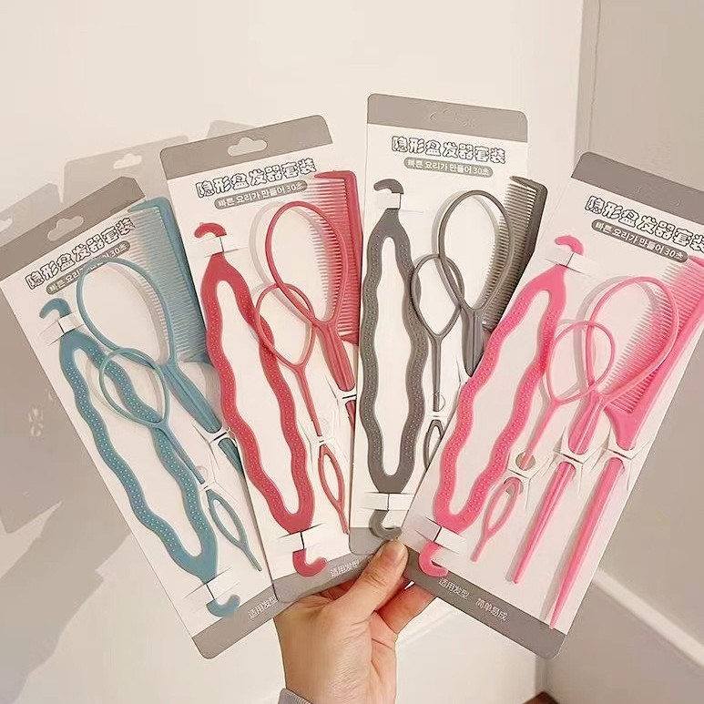 Simple modeling tools six-piece set pull-through hair pulling pin lazy hair curler braiding hair comb hair accessories for women