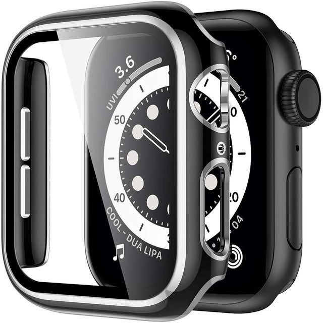 Adecuado para Apple electrochapado colgante tallado PC caso Apple Watch 7/6/SE/5/4321 Vidrio Templado