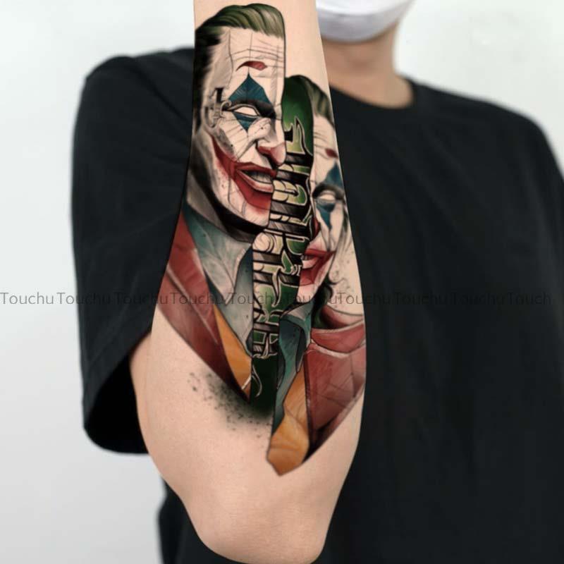 [Clown Joker] Dark Waterproof Flower Arm Tattoo Sticker Artificial Long-Lasting Men's and Women's Flower Leg Scar Cover American Large Picture Cool