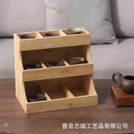 新款实木立式茶叶置物架桌面小型三层茶叶架咖啡包分格收纳整理架