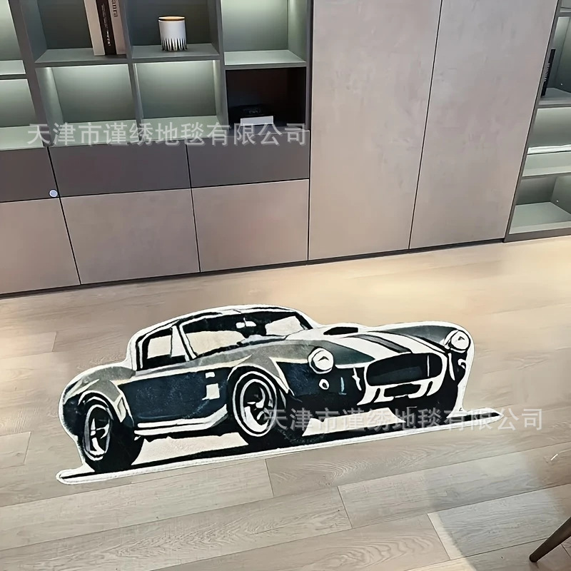 Cross-Border Cool Car Imitation Cashmere Floor Mats, Car Fan Decoration, Non-Slip Foot Mats, Easy-Care Entryway Doormats