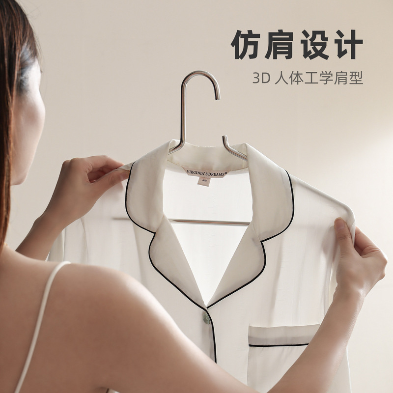 北欧加粗衣架ins不锈钢衣服挂架服装店高档衣架7mm实心多功能衣架|undefined