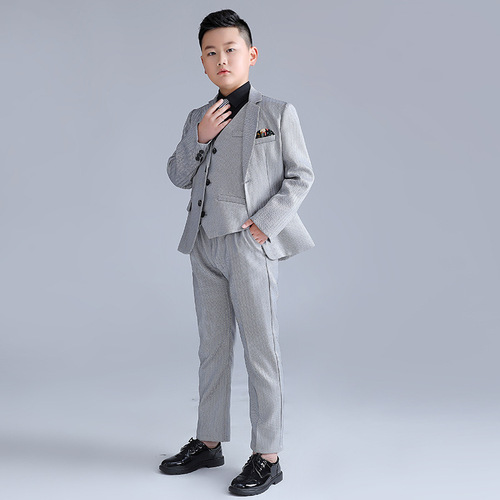 Children's suit for middle-sized kids, plus size, piano host performance dress, new winter style, plus size striped little suit