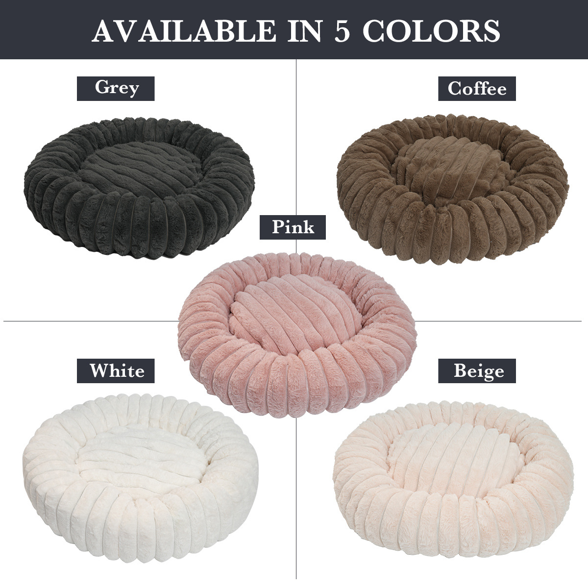 Nuevo producto Gao Keshong peluche de conejo de peluche para mascotas Four Seasons Cama de perro redonda universal para gatos Cama de perro transpirable y cálida image 4
