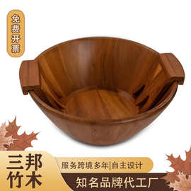 相思木大号沙拉碗家用实木水果盘拌饭碗厨房餐具套装简约风格
