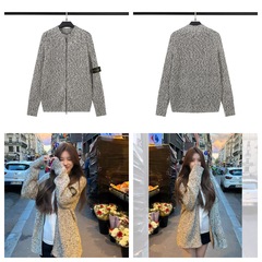 STONE石头欧美机能拉链开胸立领针织秋冬男女百搭休闲纯色毛衣ius