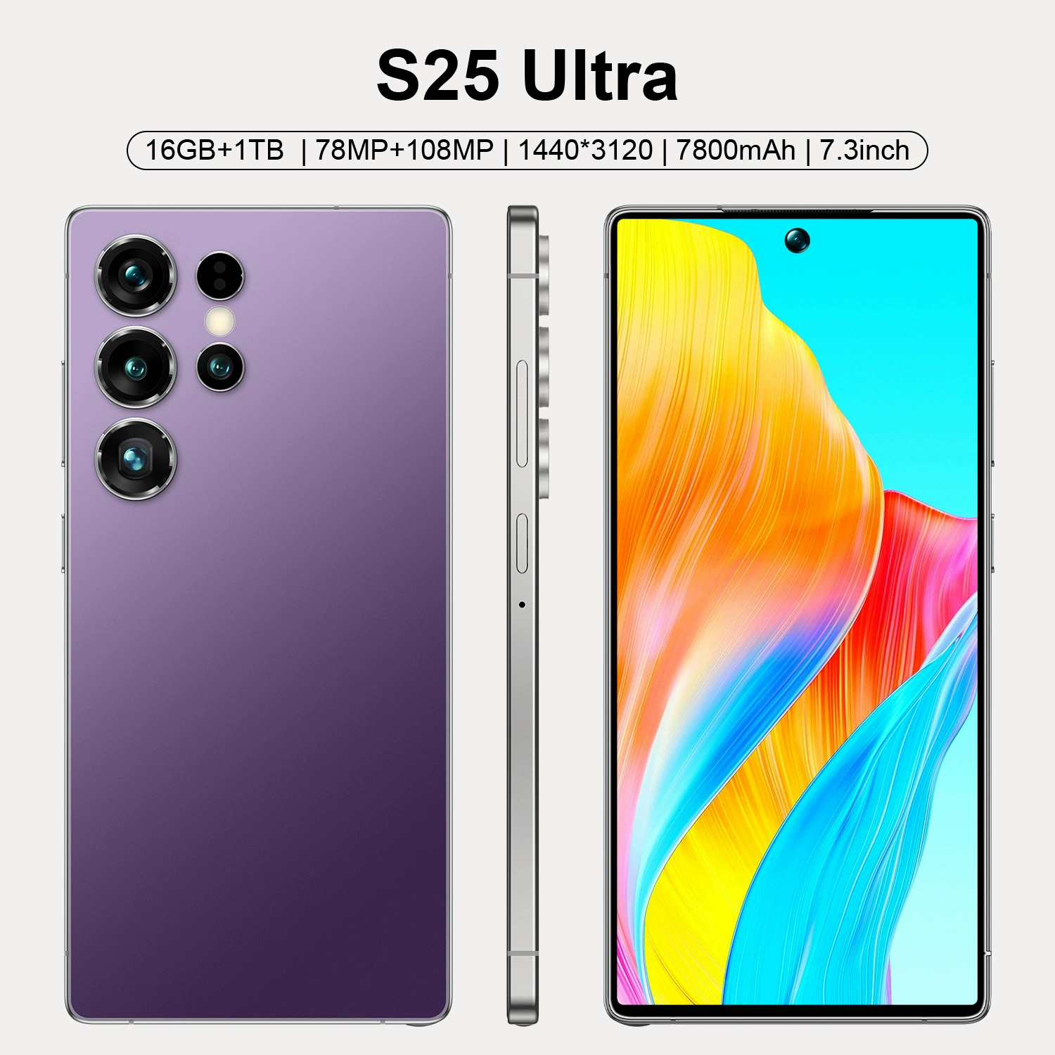 Мобильный телефон S25, 7,3 дюйма, Android 12, 4G