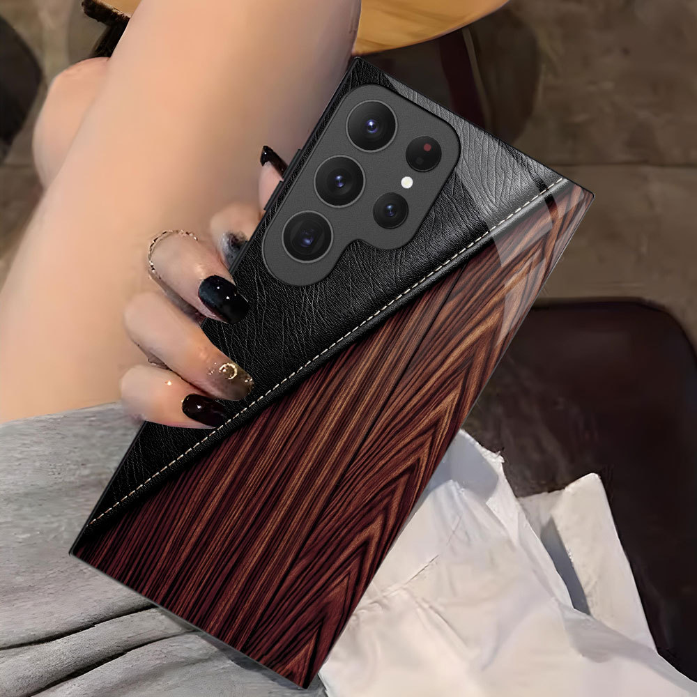 创意拼贴三星S24至尊版钢化玻璃壳S22plus手机保护套小众S20+硬壳